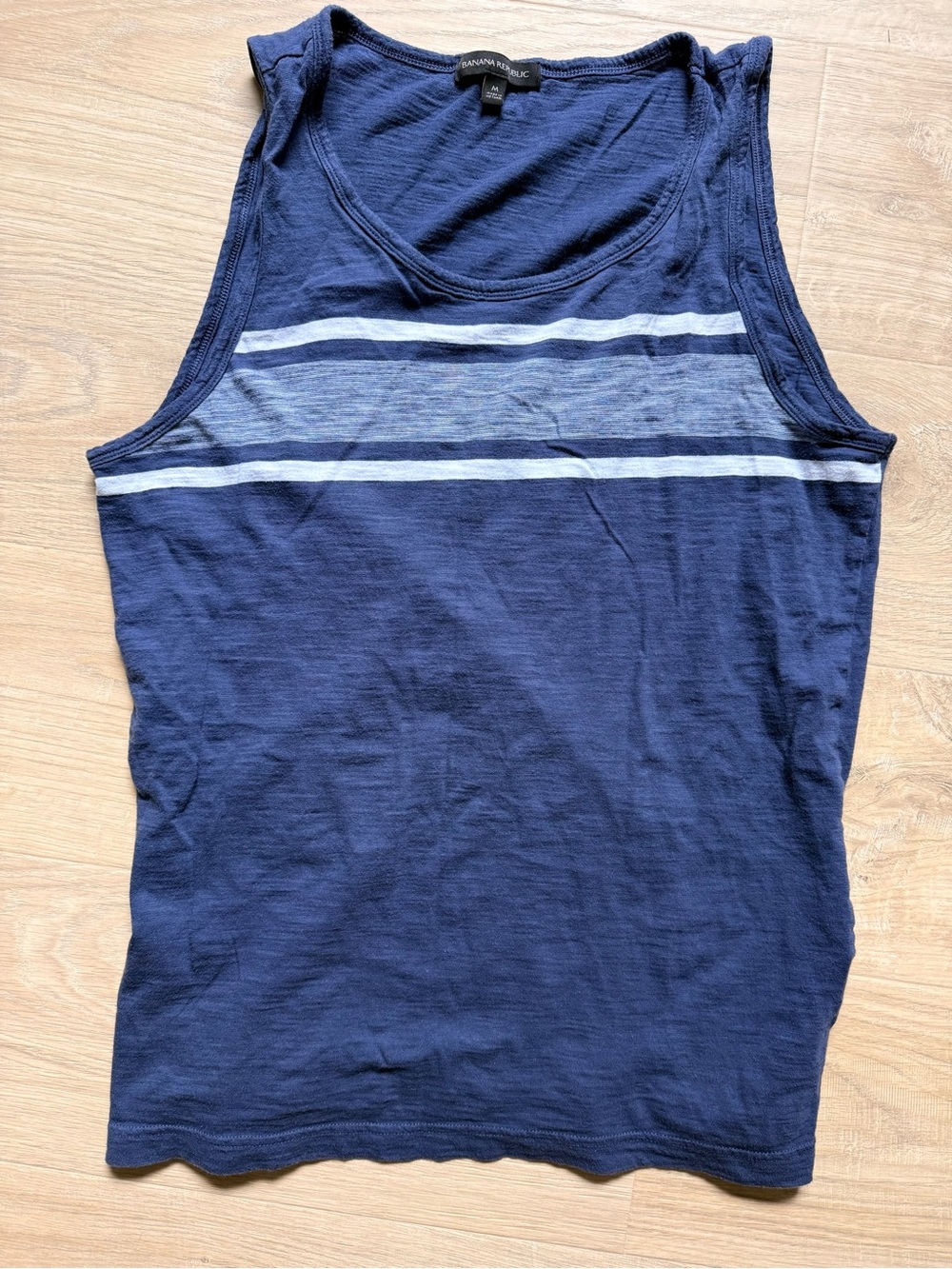 Banana Republic Navy Tank Top with White and Light Blue Stripes